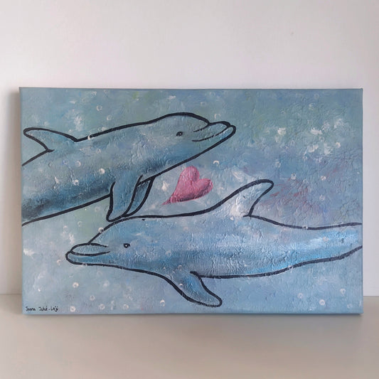 Dolphins, acrylic on canvas